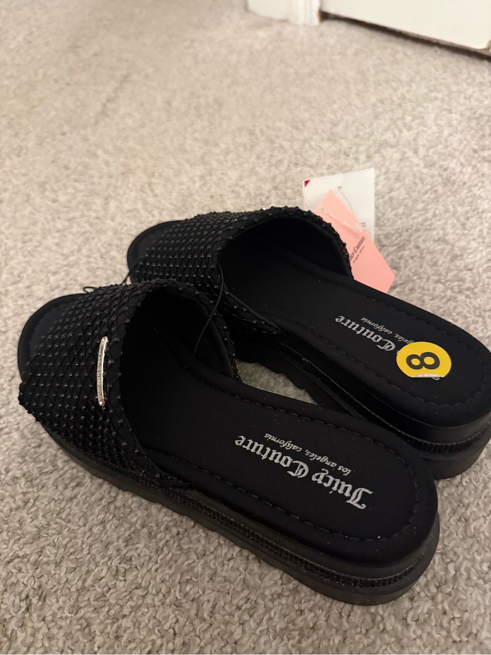 Juicy Couture Black Embellished Slide Sandals